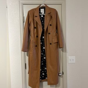 Avec Les Filles Faux Leather Trench Coat size Small